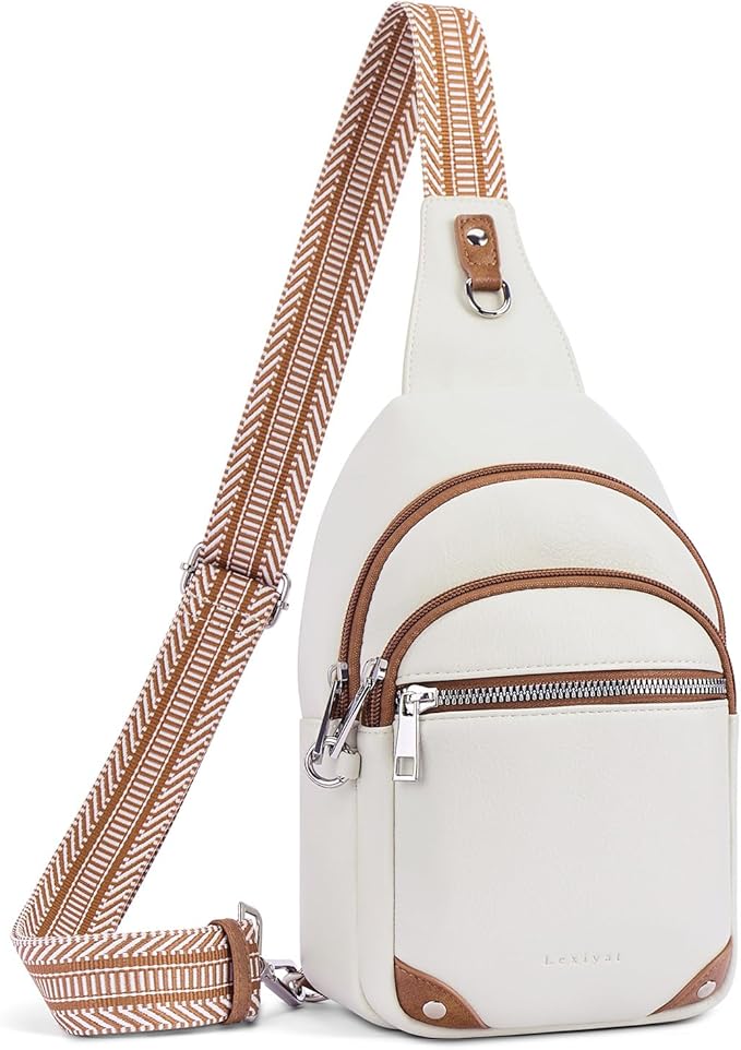 Anti Theft Crossbody Bags for Women Travel Chest Sling Bag Leather RFID Purse Fanny Pack Beige