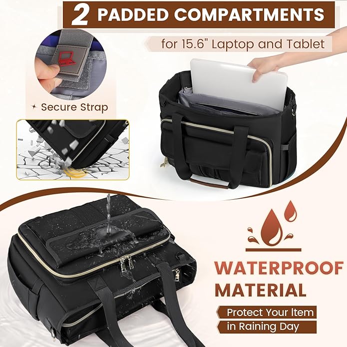 RAINSMORE Teacher Tote Bag 15.6 inch Laptop Bag for Women Work Bags Nurse Bag Lightweight Laptop Tote Computer Briefcase