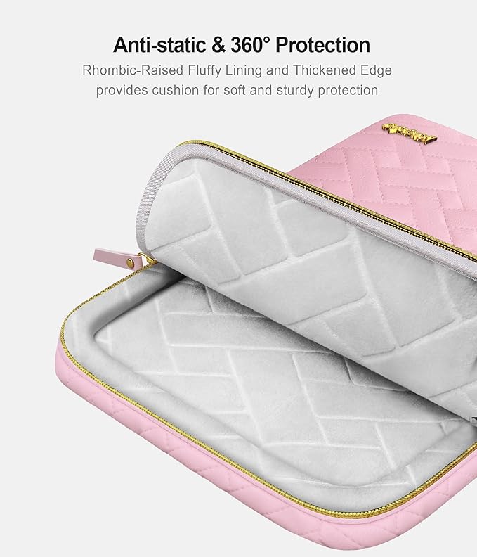 Lacdo 360° Protective Laptop Sleeve Case for 15 inch New MacBook Air M4 A3241 2025, M3 A3114, M2 A2941 2024-2023, 15 inch MacBook Pro A1990 A1707, Dell XPS 15 Plus 2022-2020 Computer Bag, Sakura Pink