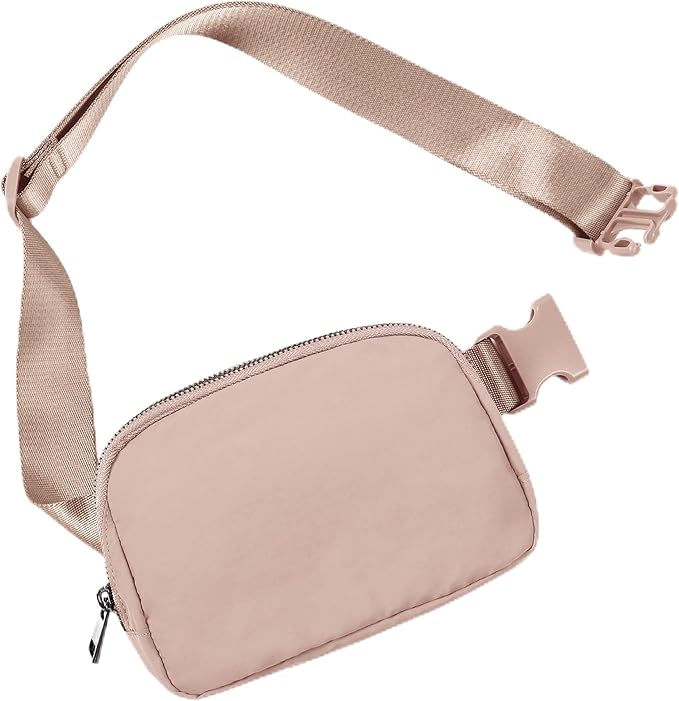 ODODOS Unisex Mini Belt Bag with Adjustable Strap Small Fanny Pack for Workout Running Traveling Hiking, Adobe Rose