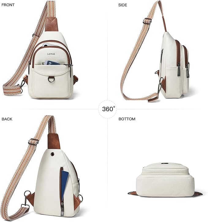 7L Sling Bag for Women Men Crossbody Belt Bag Small Travel Sling Backpack Anti Theft Chest Daypack Purse Faux Leather