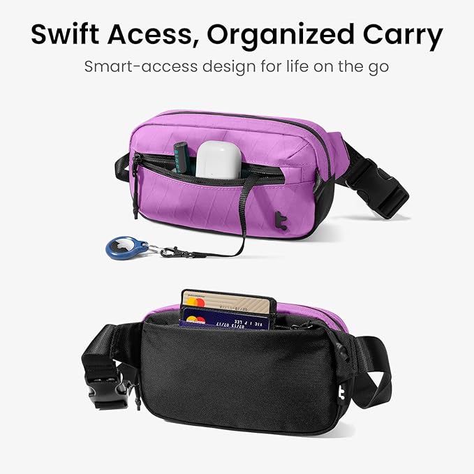 tomtoc 1.5L X-Pac Sling Bag with RFID Blocking, Crossbody Bag Minimalist Chest Shoulder Pack for Men/Women, Water-resistant Lightweight Casual Funny Pack for Travel, Daily Commute