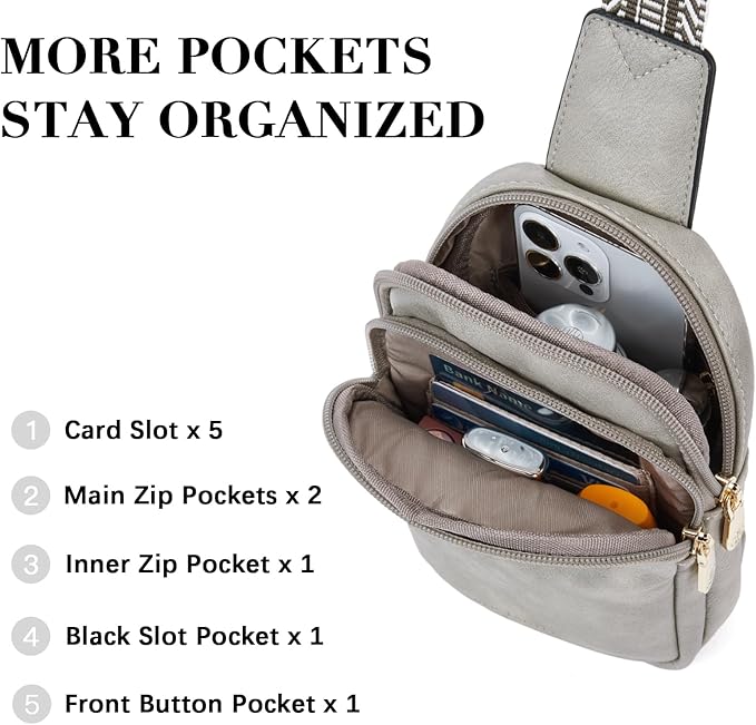 BOSTANTEN Small Sling Bag Crossbody Bags for Women Trendy Crossbody Purse Leather Chest Bag