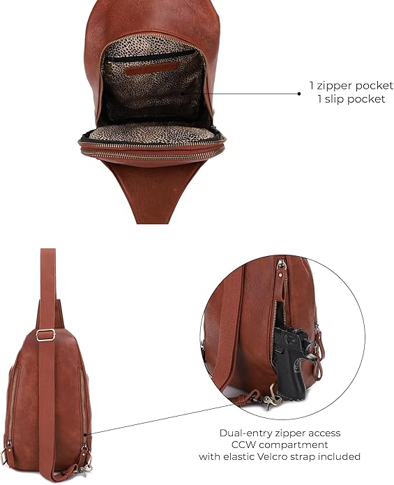 JESSIE & JAMES Brooke Unisex Concealed Carry Sling Bag Crossbody Backpack Purse