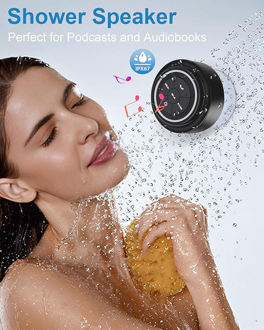 Bluetooth Shower Speaker, Portable Bluetooth Speakers, IP67 Waterproof Speaker with Suction Cup, Floating, Crystal Sound, Ideal for Outdoor Beach Pool, Great Gifts