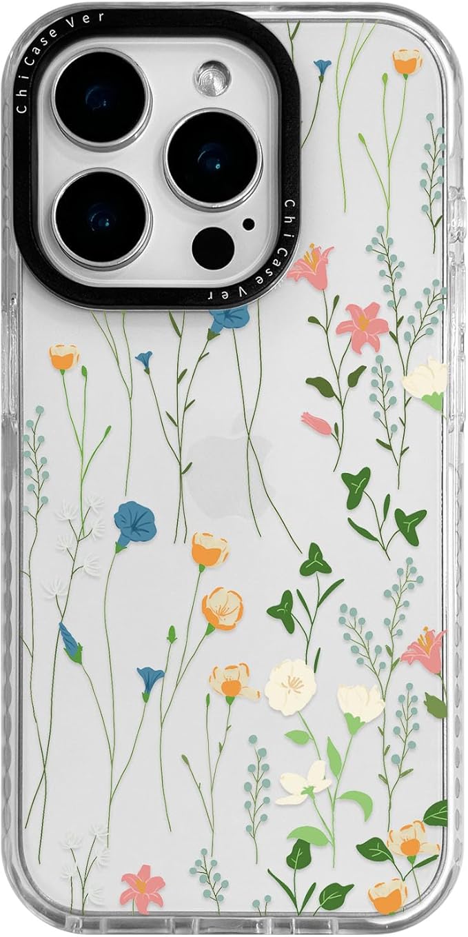 for iPhone 16 Pro Max Case, Delicate Wildflower Pattern, Military-Grade Drop Protection, Cute Soft Slim TPU Protective Cover with Camera Lens Protection for Women & Girls