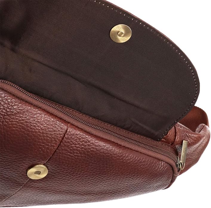 Basic Cowhide Leather Sling Bag Crossbody Chest Pack Shoulder Daypack (Tan Brown)