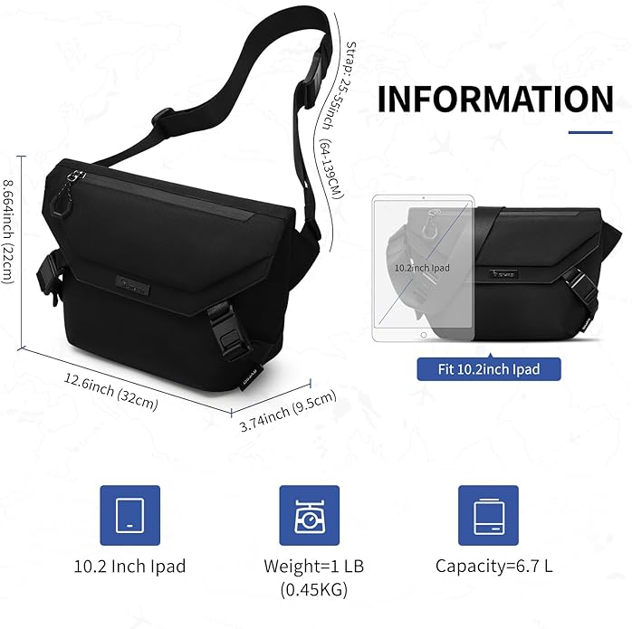 OIWAS Crossbody Bag Men Messenger Bag Shoulder Bag Fit 10inch Ipad Sling bag for Men Minimalist Business Bag for Work