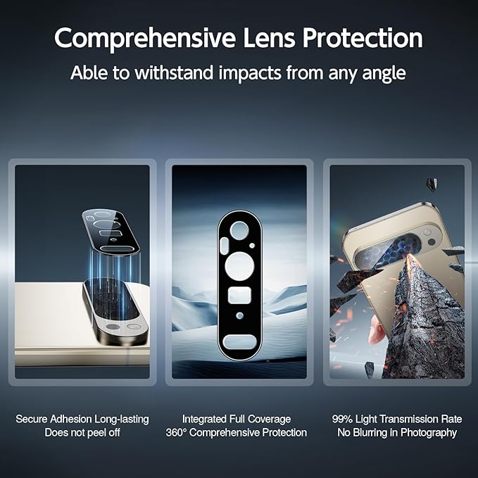 SMARTDEVIL [3+1 Pack Screen Protector For Google Pixel 9 Pro XL With Camera Lens Protector, FingerPrint Reader Compatible, Clear 9H Tempered Glass Film, Fast & Easy Installation, Alignment Frame