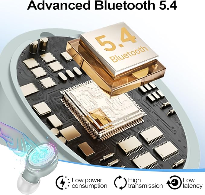 kurdene Wireless Earbuds Bluetooth 5.4 in Ear Buds Light Weight Headphones,Deep Bass Sound,Built in Mics Headset,Clear Calls Earphones for Sports Workout Light Blue