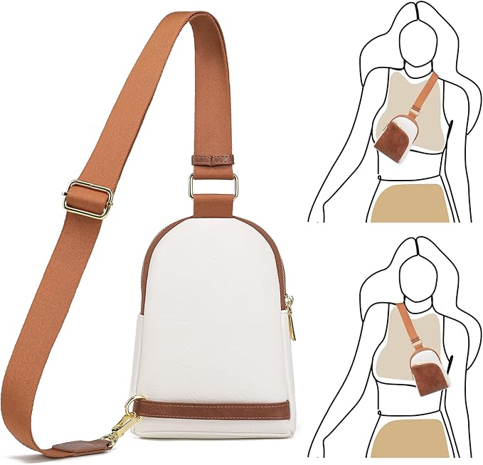 INICAT RFID Blocking Sling Bag Leather Crossbody Bags for Women Fanny Pack Cross Body for Woman Chest Bag for Travel 1.9L