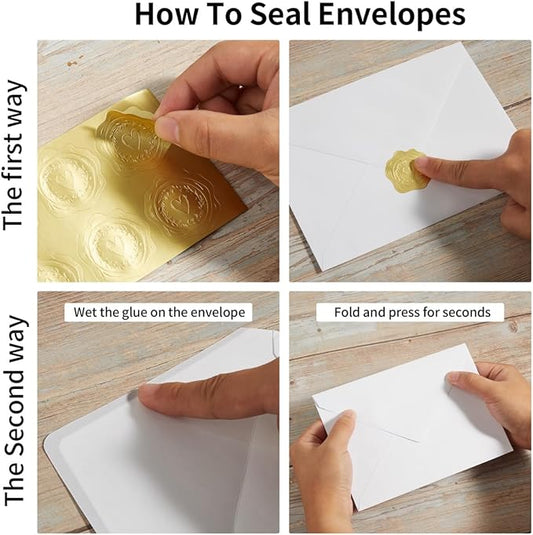 50 Pack White A6 Envelopes with Cards 4x6 Thick Folded Cardstock and Gold Stickers for Greeting Cards, Wedding, Birthday, Invitations, Baby Showers (White, 4x6)