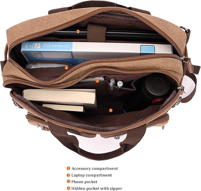 3 in 1 Convertible Laptop Backpack, 17.3 inch Messenger Bag for Men, Multi-Functional Travel Laptop Bag for College Men Women (17.3 Inch, Coffee)