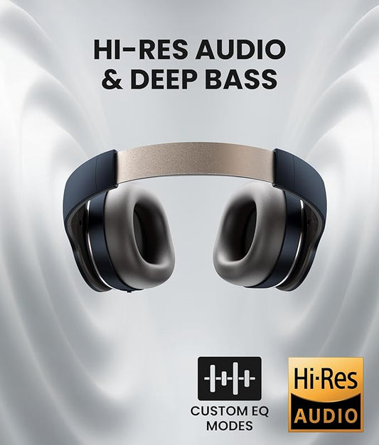 Cleer Enduro ANC Noise Cancelling Over the Ear Bluetooth Headphones with Mic, 60 Hrs Playtime, Noise Canceling, Ambient EQ Modes, Hi-Res Audio, Deep Bass, Multi-Point Connect, Bluetooth 5.0, Dark Navy