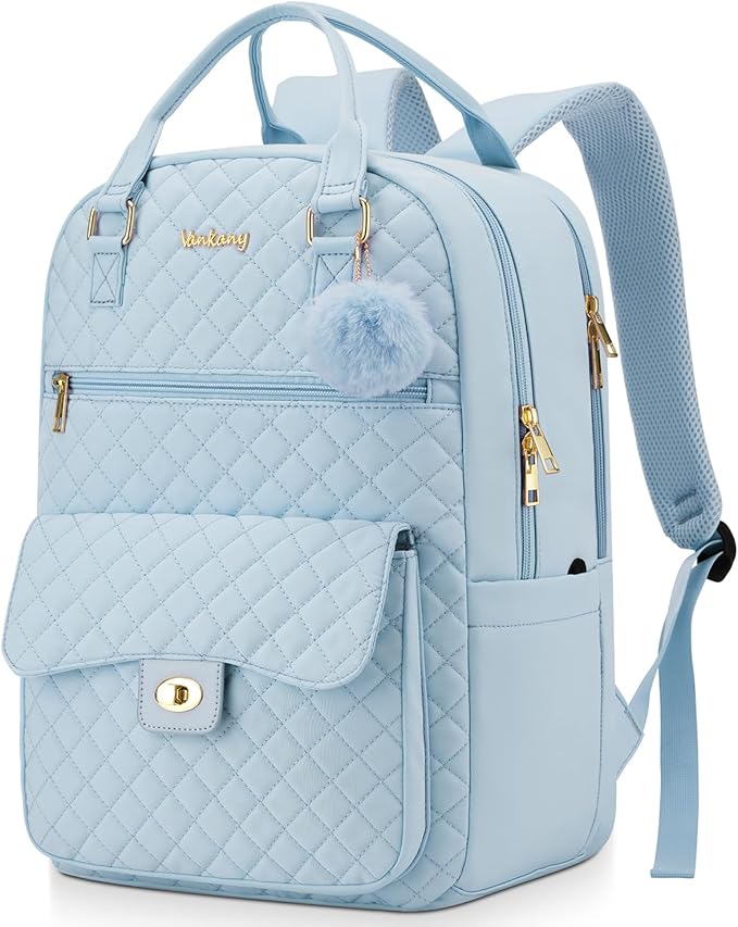 Cute Backpacks for Teen Girls, School Bag Laptop Backpack with Charging Hole for College Students, Elementary Middle School Bookbag, Blue