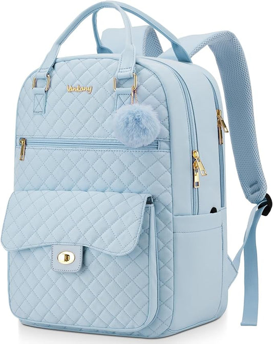 Cute Backpacks for Teen Girls, School Bag Laptop Backpack with Charging Hole for College Students, Elementary Middle School Bookbag, Blue