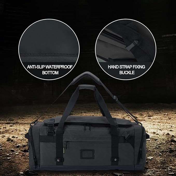 Large Duffle Bag for Travel - Men & Women, Foldable Gym Duffle Backpack, Heavy Duty Tactical Military Canvas Duffel Bags, Extra Big Carry On with Shoe Pockets, Waterproof (80L/103L)