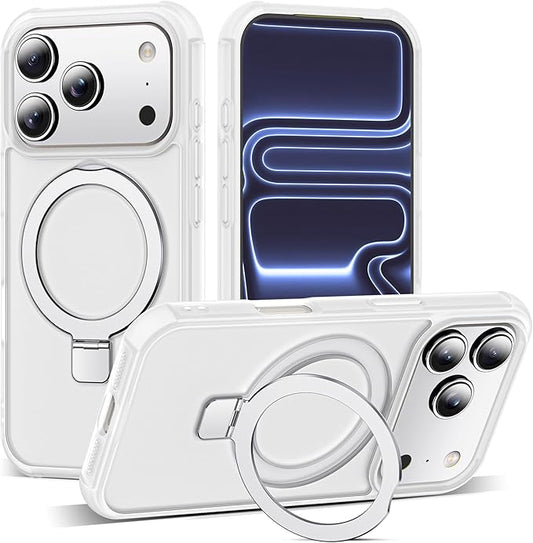 Compatible with iPhone 17 Pro Case with Invisible Magnetic O-Ring Stand Military-Grade Phone Case for iPhone 17 Pro 6.3" [Compatible with Mag-Safe][Great Grip Feeling],Translucent
