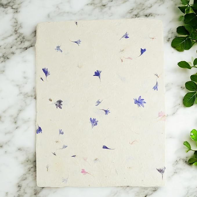 Handmade Lokta Laser and Inkjet Printer Paper with Deckle Edge 8.5x11 Inch Vintage Decorative Specialty Printing Paper (25 Sheets, Cornflower)