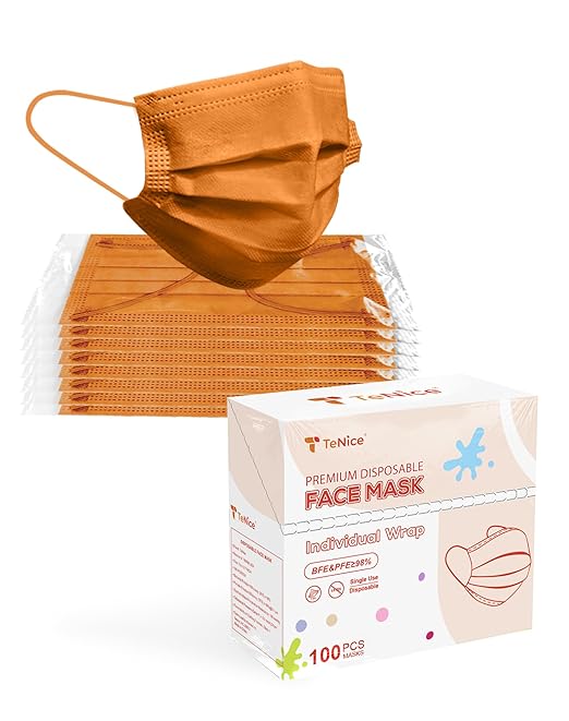 Face Masks Disposable 100 Pack, 4 Ply ASTM Level 3 Medical Grade, FSA/HSA Eligible, Breathable for Adult Outdoor Protection, Individually Wrapped for Home, School & Office, Golden Brown