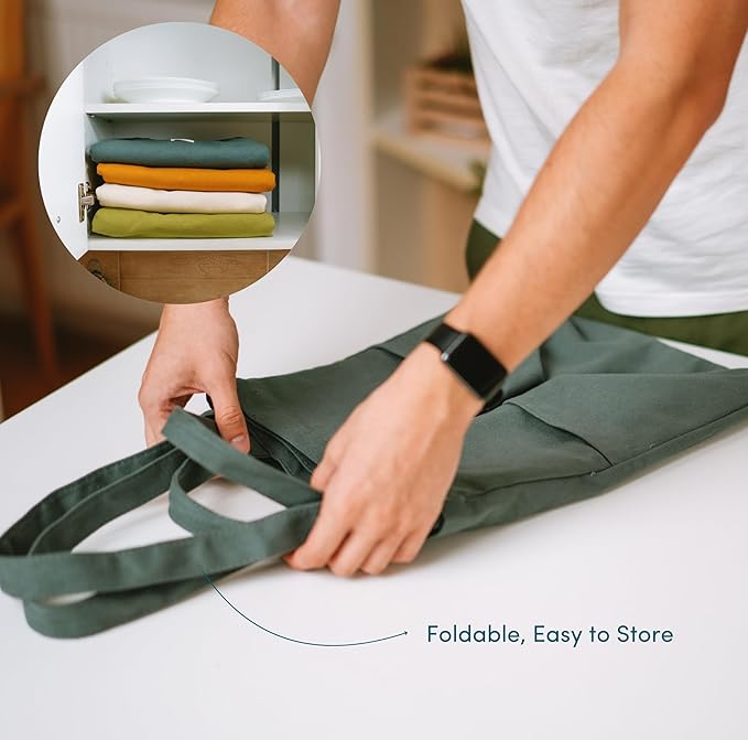 Nook Theory 3 Pcs Reusable Grocery Bags - Heavy Duty Canvas Bags, Large Reusable Shopping Bag, Picnic, 100% Cotton (Sand)