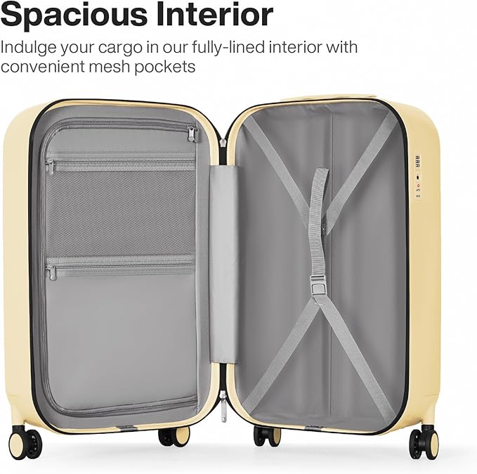 mixi 20 Inch Carry On Luggage PC Hardside Suitcases with Wheels & TSA for Travel Woman Men, Lark Yellow