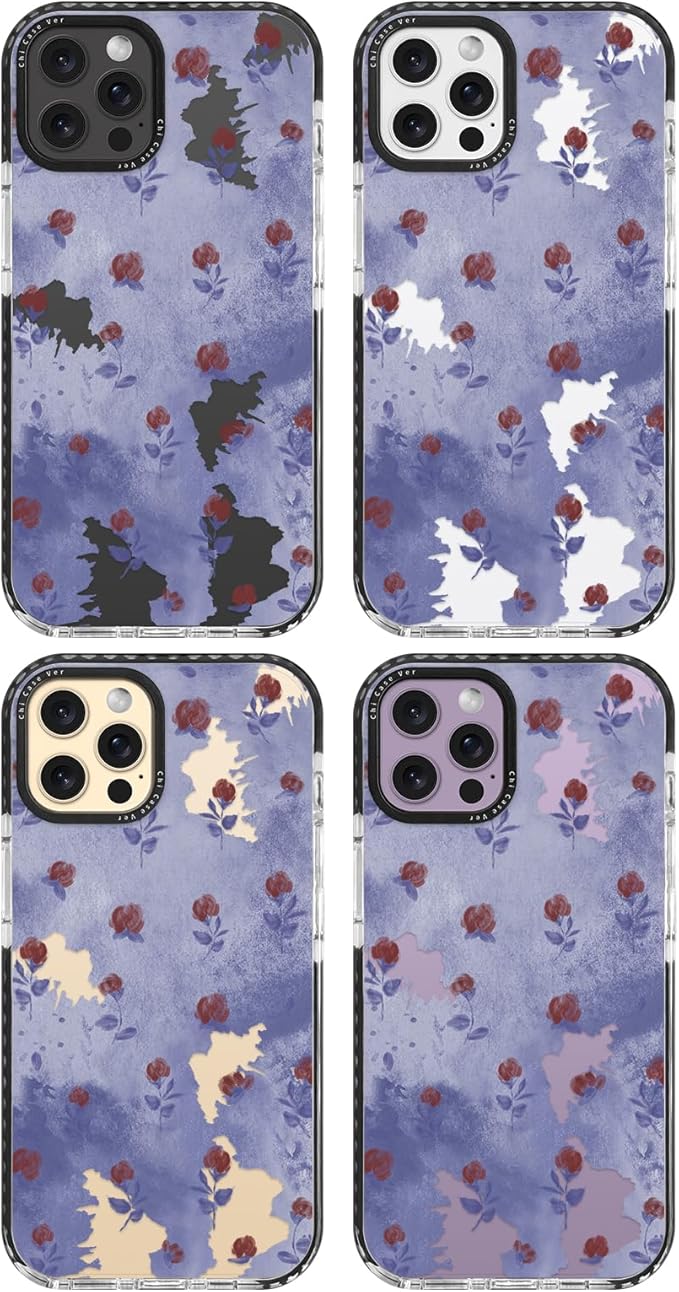 for iPhone 14 Pro Max Case, Vintage Watercolor Rose Pattern, Military-Grade Drop Protection, Cute Soft Slim TPU Protective Cover with Camera Lens Protection for Women & Girls