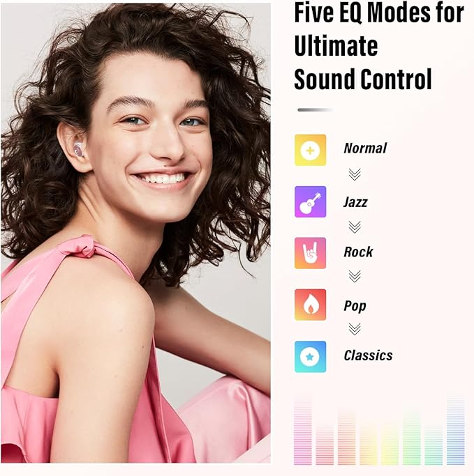 Sleep Earbuds Bluetooth 5.4 in Ear Smart Touch Screen Ear Buds, 48H Mini Sleep Headphones Small Design for Side Sleepers, Crystal-Clear Calls, 5 EQ Modes, IPX7 Waterproof Earphones Rose Gold