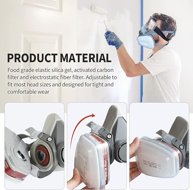 Reusable Respirator Mask - Respirator Mask with Filters, Dust Mask for Spray Paint Chemicals Epoxy Resin