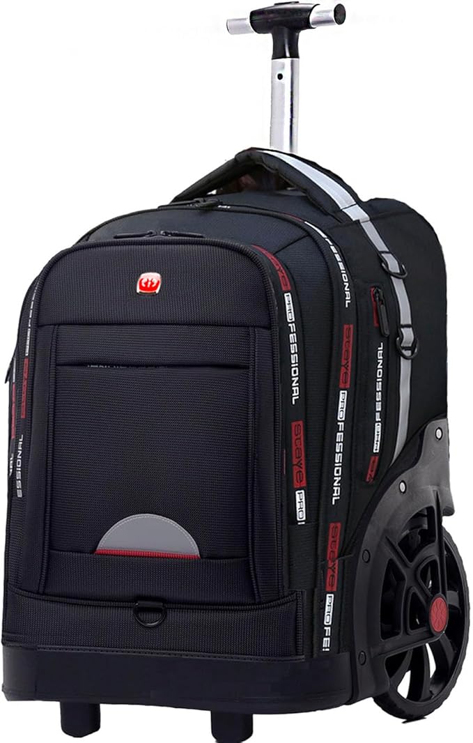Rolling Backpack with Wheels for Adults, Large Wheeled Backpack with Laptop Waterproof Compartment, Roller Backpacks, Suitable for Leisure Outdoor Business Travel (Black)