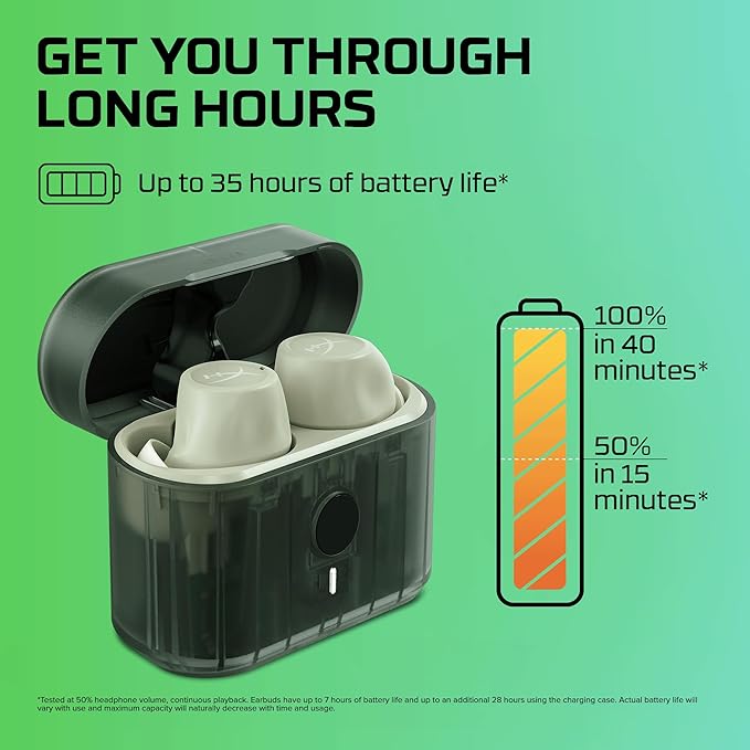 HyperX Cirro Buds Pro – True Wireless Earbuds, Active Noise Cancellation, ANC, Ambient Sound Mode, Low Latency, Bluetooth 5.2, IPX4, Fast Charge, PC, Nintendo Switch, Mobile - Tan