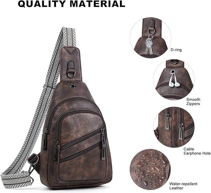 Sling Bag for Women Crossbody Purse Leather Crossbody Bag Fanny Pack Chest Pack for Travel Everyday Vacation