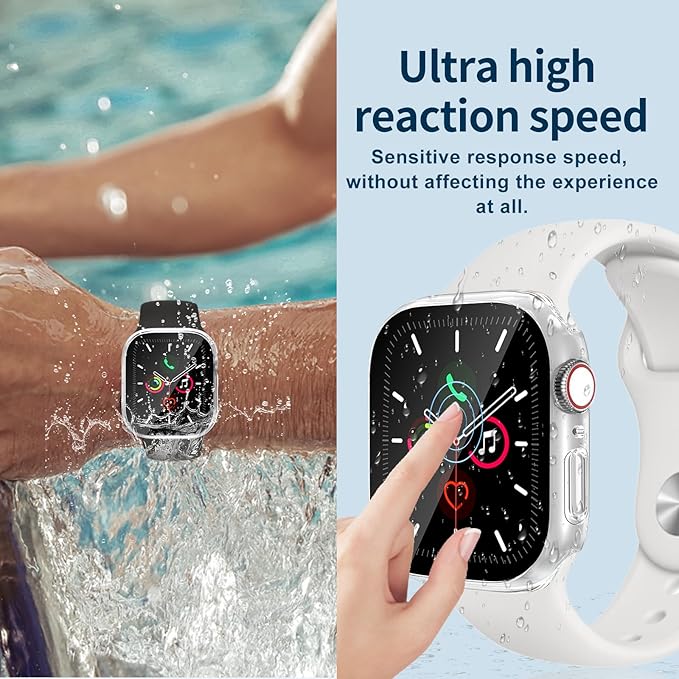 Waterproof Case for Apple Watch Series 10 42mm, Built-in Screen Protector with Tempered Glass [Touch Sensitive] Cover for iWatch S10 Accessories 42mm, Clear