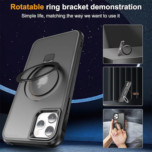 Compatible with iPhone 11 Case with Invisible Magnetic O-Ring Stand Military-Grade Translucent Case for iPhone 11 6.1" [Compatible with Mag-Safe][Great Grip Feeling], Black