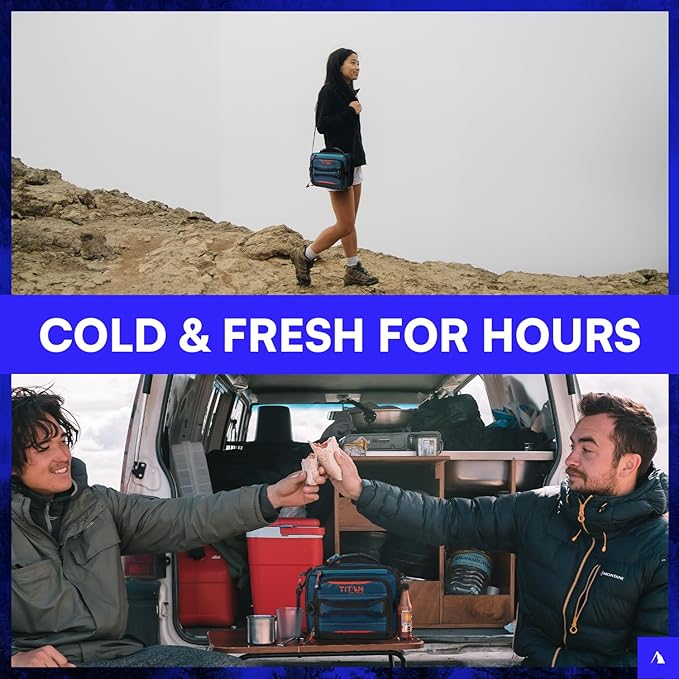 Arctic Zone Titan Deep Freeze Fridge Cold Expandable Insulated Horizontal Lunch Pack with 2X 250g High Performance Ice Walls, Blue