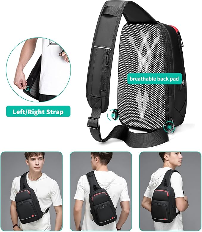 Eurcool Mens Shoulder Bag Sling Bag Crossbody Backpack Shoulder Casual Daypack Rucksack for Men
