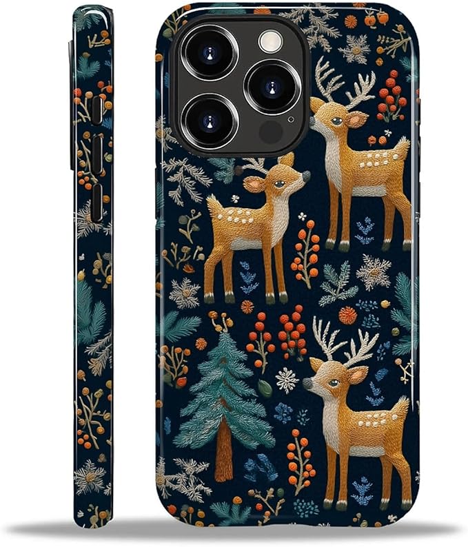 Case for iPhone 13 Pro Max Case,Cute Christmas Reindeer Design - Hybrid Dual Protection Silicone + Hard PC Shockproof Full Body Cover Slim Anti-Scratch Protective Case for Men Women