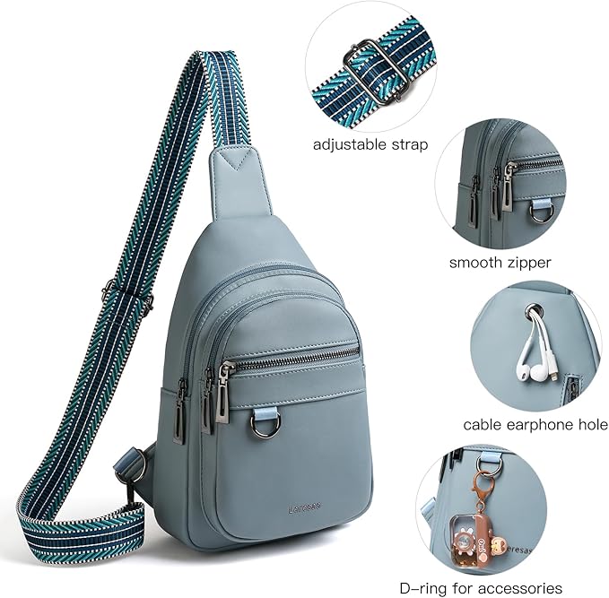 7L Sling Bag for Women Men Vegan Leather Crossbody Bags Fanny Pack Purse Backpack Over Shoulder Bag Travel Anti Theft