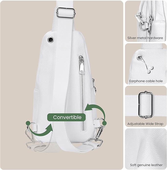 befen Genuine Leather Small Sling Bag for Women Anti-Theft Crossbody Chest Bags Fanny Packs for Travel with RFID Card Slots