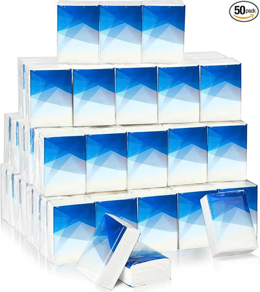 Ctosree 50 Pack Pocket Tissues Travel Packs Bulk 500 Sheet Small Tissues Pocket Packs 3 Ply Mini Travel Size Individual (Geometric)