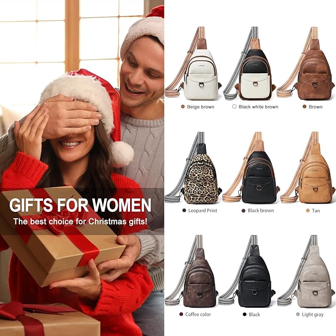 7L Sling Bag for Women Men Crossbody Belt Bag Small Travel Sling Backpack Anti Theft Chest Daypack Purse Faux Leather