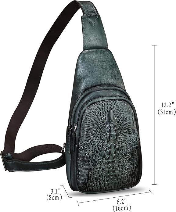 Genuine Leather Silng Bag for Women and Men Real Leather Sling Backpack Chest Purse Shoulder Crossbody Bag