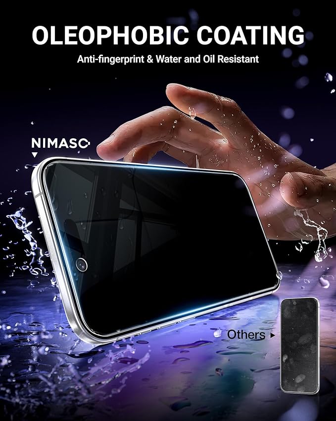 NIMASO for iPhone Air Screen Protector Privacy 6.5-Inch, 2 Pack 9H Hardness Anti-Spy Tempered Glass Military Grade Shatterproof, Anti-Scratch, with Easy Installation Tool