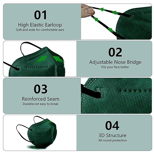 HUHETA KN95 Face Masks Individually Wrapped 60 Packs, 5-Ply Breathable Protective Disposable KN95 Mask for Adults, Multicolor