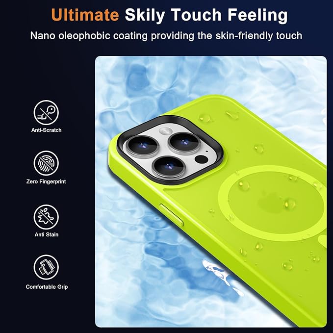MOCCA Strong Magnetic for iPhone 14 Pro Max Case [Compatible with Magsafe] [10FT Military Grade Protective] Translucent Matte Slim Shockproof Case for iPhone 14 Pro Max 6.7"- Fluorescent Green