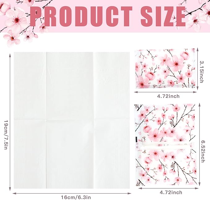 PerKoop 100 Packs Travel Size Tissues Disposable Pocket Facial Tissues Bulk for Travel Wedding Guest School Wallet Purse Home Supplies, 1000 Sheets 3 Ply(Cherry Blossoms)