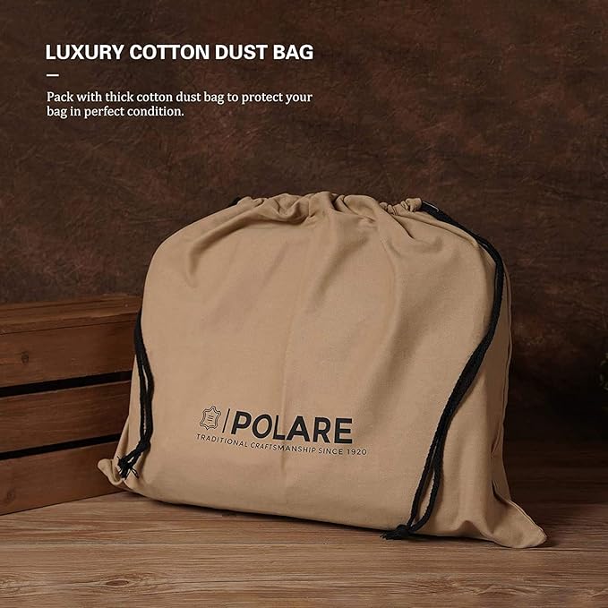 Polare 17'' Napa Leather Briefcase Laptop Attache Case Messenger Bag For Men Fits 15.6'' Laptop