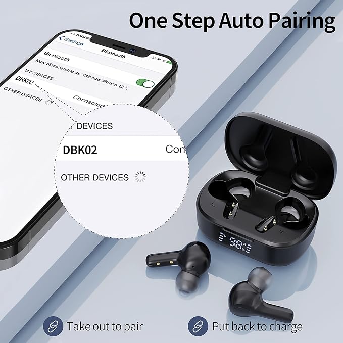 MOZOTER Bluetooth 5.3 Wireless Earbuds,Deep Bass Loud Sound Clear Call Noise Cancelling with 4 Microphones in-Ear Headphones with Wireless Charging Case Compatible for iPhone Android,Workout