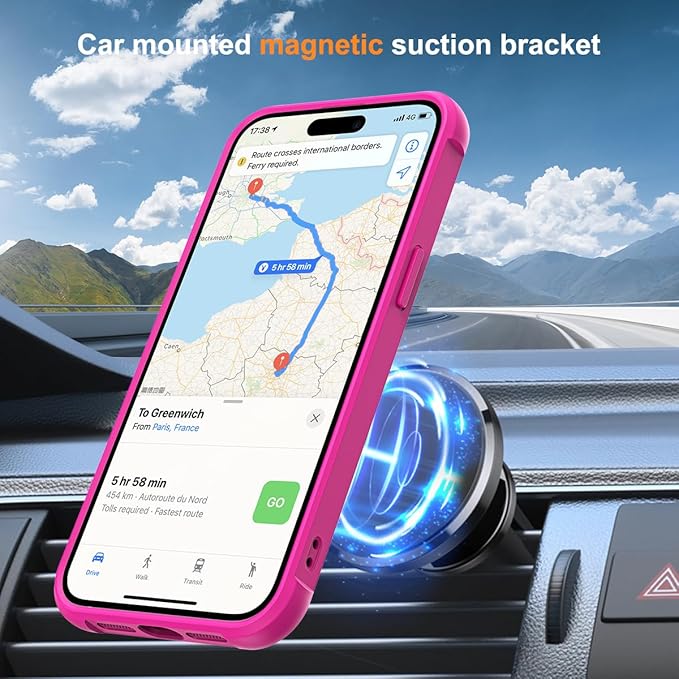 Compatible with iPhone 13 Pro Case with Invisible Magnetic O-Ring Stand Military-Grade Translucent Case for iPhone 13 Pro 6.1" [Compatible with Mag-Safe][Great Grip Feeling], Rose