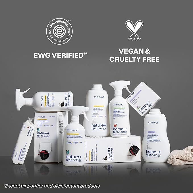 ATTITUDE All Purpose Cleaner Spray, EWG Verified, Vegan, Made with 94% Plant-Based Ingredients, Streak-Free for Kitchen, Bathroom, Glass & More, Lavender Scent, 27.1 Fl Oz (Pack of 6)